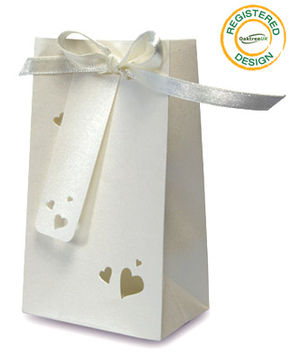 Gift/Favour Bag Heart Pearl Ivory (pack 5pcs) - Gift Boxes / Bags